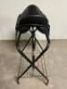 DESCRIPTION 17" BLACK LEATHER DRESSAGE SADDLE WITH BRIDAL, CINCH, AND STIRRUPS. BRAND / MODEL: JD IMPORTS ES001 ADDITIONAL INFORMATION NEW IN THE BOX. - 8