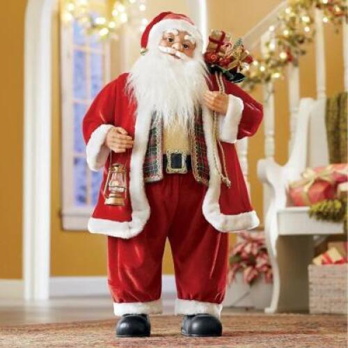 Animated Santa with Gift Bag and Lantern
