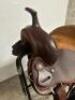 DESCRIPTION 13" BROWN AND SILVER LEATHER WESTERN SADDLE. COMES W/ BRIDAL, CINCH, STIRRUPS, AND SADDLE PAD. ADDITIONAL INFORMATION NEW IN THE BOX. SIZE - 4
