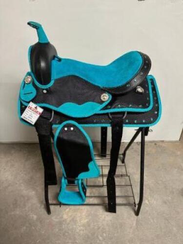 DESCRIPTION 16" SYNTHETIC CORDURA HORSE SADDLE TACK PACKAGE BRIDLE REINS BREASTPLATE PAD WESTERN BARREL TRAIL ALL PURPOSE BRAND / MODEL: JD IMPORTS 33