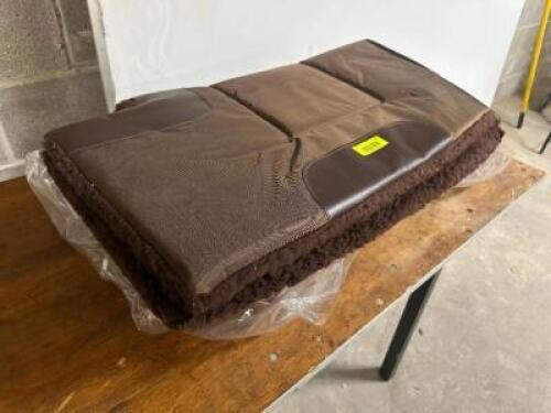 DESCRIPTION (2) WESTERN STYLE BROWN SADDLE PAD. ADDITIONAL INFORMATION NEW W/ PACKAGING THIS LOT IS: SOLD BY THE PIECE SIZE 35" X 31" LOCATION BAY 6 Q