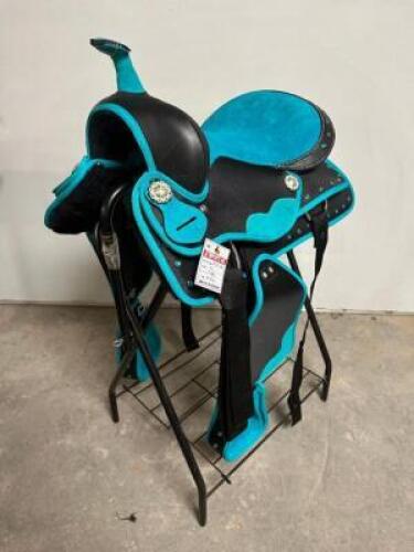 DESCRIPTION 17" SYNTHETIC CORDURA HORSE SADDLE TACK PACKAGE BRIDLE REINS BREASTPLATE PAD WESTERN BARREL TRAIL ALL PURPOSE BRAND / MODEL: JD IMPORTS 33