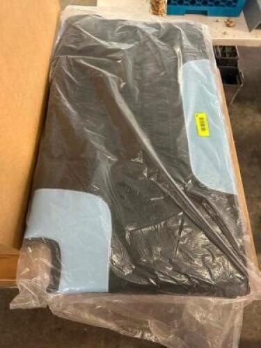 DESCRIPTION (2) WESTERN STYLE BLACK AND LIGHT BLUE SADDLE PADS. THIS LOT IS: SOLD BY THE PIECE SIZE 35" X 31" LOCATION BAY 6 QTY 2
