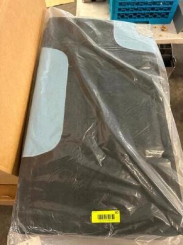 DESCRIPTION (2) WESTERN STYLE BLACK AND LIGHT BLUE SADDLE PADS. THIS LOT IS: SOLD BY THE PIECE SIZE 35" X 31" LOCATION BAY 6 QTY 2