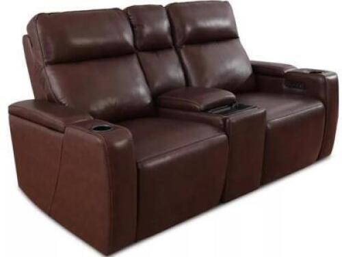 MACYS GREYMEL LEATHER POWER RECLINING LOVESEAT