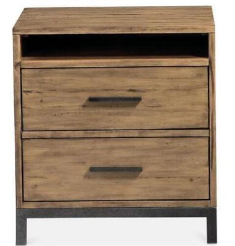 MACYS GATLIN NATURAL WOOD TWO DRAWER NIGHTSTAND