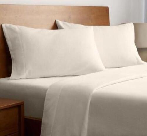 MELLANNI 100% COTTON LIGHTWEIGHT FLANNEL KING SIZE SHEET SET IVORY