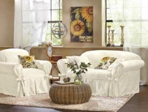 Brocade Wing Back Chair Slipcover - BEIGE