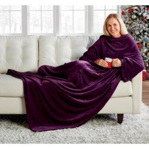 Plush Sleeved Throw - Plum