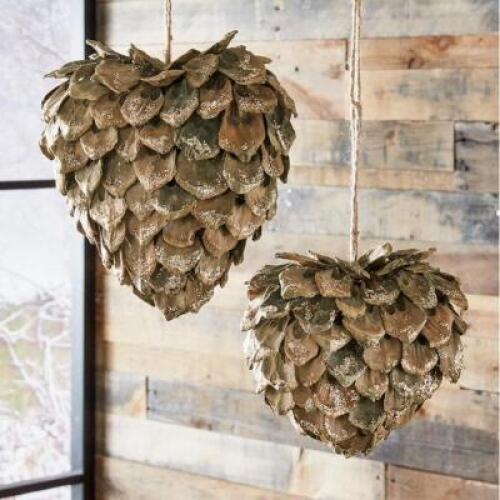 (2) Large Heart Pinecones