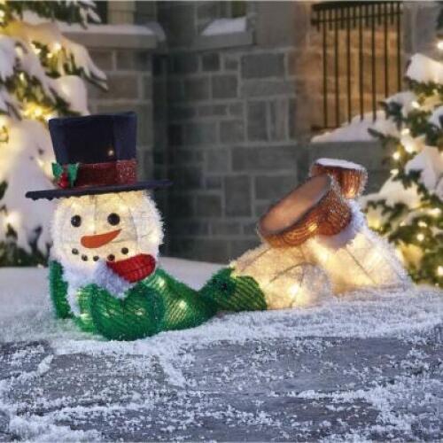 Life Size Lit Lounging Snowman