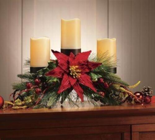 Pine and Poinsettia Candelabra