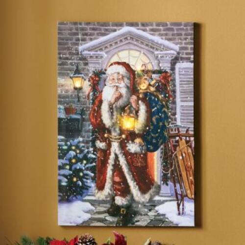 Lighted Jolly Santa Wall Art