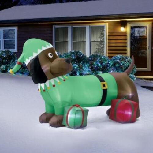 8 FT Lit Dachshund Elf Inflatable
