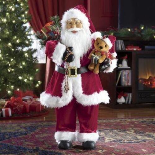Jolly Animated Santa with Bear
