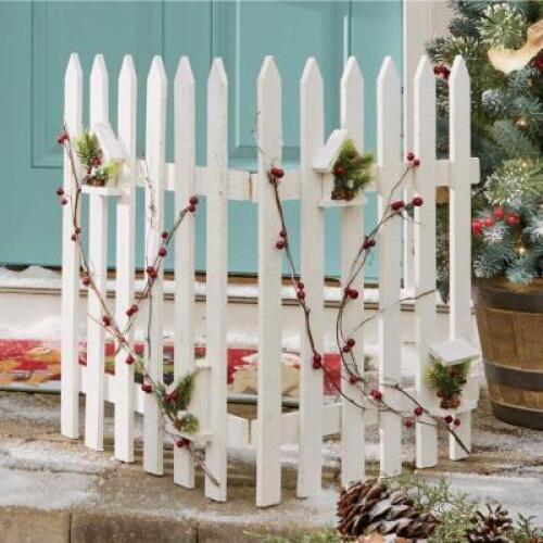White Wooden Christmas Fence