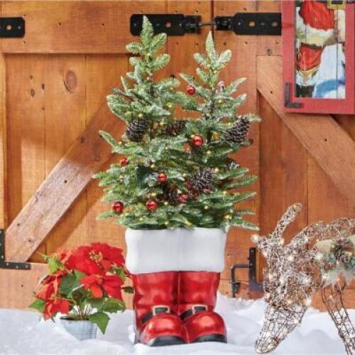 Holiday Trees in Resin Santa Boots
