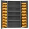 DESCRIPTION: (1) BIN CABINET BRAND/MODEL: DURHAM #1UBK5 INFORMATION: 4 SHELVES, 14 GAUGE PANEL, GRAY, DEEP BOX, YELLOW BINS INCLUDED SIZE: 36" X 24" X