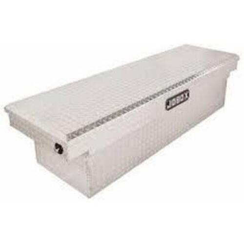 DESCRIPTION: (1) TRUCK BED CROSSOVER TOOL BOX BRAND/MODEL: CRESCENT JOBOX INFORMATION: SILVER, ALUMINUM, DIAMOND TREAD PATTERN, SEE INSPECTION, SINGLE