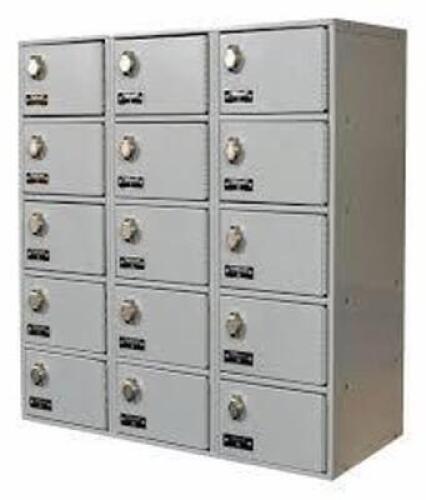 DESCRIPTION: (1) CELL PHONE LOCKER BRAND/MODEL: HALLOWELL #30LW06 INFORMATION: STEEL, 15 LOCKERS, 5 TIERS, 3 WIDE SIZE: 27" X 12" X 30-1/2" RETAIL$: $