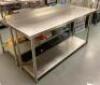 72" X 24" STAINLESS TABLE W/ 4" BACK SPLASH.