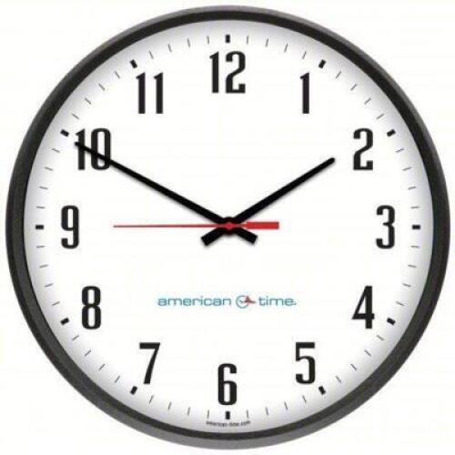 DESCRIPTION: (1) MANUAL ANALOG CLOCK BRAND/MODEL: PRODUCT NUMBER #9EXY7 INFORMATION: BLACK AND WHITE, BASIC DESIGN SIZE: 12" DIA RETAIL$: $132.53 EA Q
