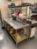 72" X 30" STAINLESS TABLE W/ TWO TIER RISER SHELF. - 3