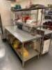 72" X 30" STAINLESS TABLE W/ TWO TIER RISER SHELF. - 4