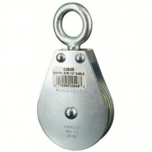 DESCRIPTION: (4) PULLEY BL BRAND/MODEL: PRODUCT NUMBER #4JX72 INFORMATION: SWIVEL, UPRIGHT MOUNT, 685 LB CAPACITY, WIRE ROPE RETAIL$: $25.57 EA QTY: 4