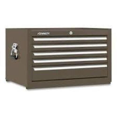 DESCRIPTION: (1) TOP CHEST, TOOL STORAGE CABINET BRAND/MODEL: KENNEDY #2805XB INFORMATION: 5 DRAWER, BROWN, FULLY EXTENDED BALL BEARING SIZE: 29 IN W