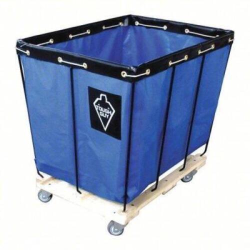 DESCRIPTION: (1) BASKET TRUCKBRAND/MODEL: TOUGH GUY #33W323INFORMATION: BLUE, VINYL, 600 LB CAPACITYSIZE: 15 CU FT,&nbsp;36 in x 26 in x 34 inRETAIL$: $229.56 EAQTY: 1