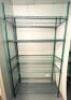 42" X 18" FIVE TIER COATED WIRE SHELVES.