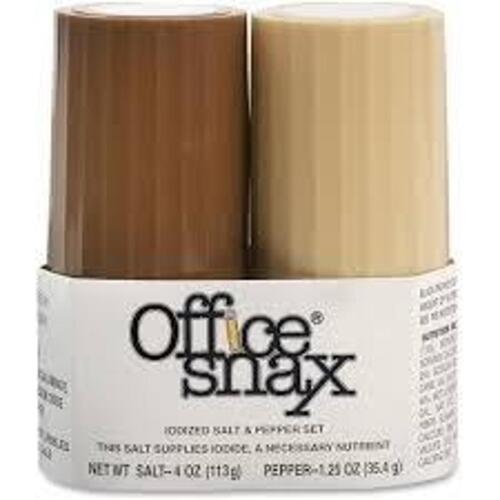 DESCRIPTION: (1) CASE OF (12) SALT AND PEPPER SHAKERS BRAND/MODEL: OFFICE SNAX #23MJ51 SIZE: 1.5 OZ & 4OZ RETAIL$: $94.52 EA QTY: 1