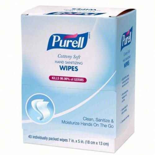DESCRIPTION: (1) CASE OF (12) BOXES OF (40) INDIVIDUAL SANITIZER WIPES. BRAND/MODEL: PURELL #5FYP4 RETAIL$: $122.00 EA QTY: 1
