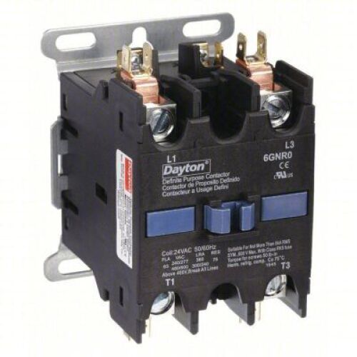 DESCRIPTION: (6) DEFINITE PURPOSE CONTACTOR BRAND/MODEL: DAYTON #6GNR0 INFORMATION: 2 POLE, 24 V AC, 60 HZ RETAIL$: $91.95 EA QTY: 6