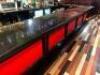 DESCRIPTION 20.5' X 8' " U SHAPED " BLACK STONE BAR TOP WITH WOODEN PANEL FRONT AND BAR RAIL. ADDITIONAL INFORMATION BAR TOP COMES IN 6' TO 8' SECTION - 3