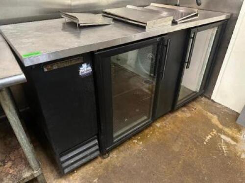 DESCRIPTION TRUE 69" TWO GLASS DOOR BACK BAR COOLER. 2014 BRAND / MODEL: TRUE TBB-3G ADDITIONAL INFORMATION SN# 7645408, 115 VOLT, 1 PHASE. IN WORKING