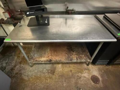DESCRIPTION 60" X 30" STAINLESS TABLE W/ LOWER GALVANIZED SHELF. SIZE 60" X 30" LOCATION KITCHEN QTY 1