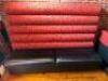 DESCRIPTION 72" RED AND BLACK HIGH BACK BENCH SEAT. ADDITIONAL INFORMATION UPHOLSTERED BACK W/ BLACK VINYL PADDED SEAT. SOME WEAR AND TEAR SIZE 72" LO