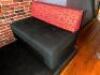 DESCRIPTION (2) SECTION 42" UPHOLSTERED BENCH / BOOTH SEATING W/ (2) 42" X 30" COMPOSITE BLACK TABLE'S ADDITIONAL INFORMATION (4) END CAP SECTIONS. RE - 3