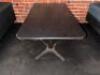 DESCRIPTION (2) SECTION 42" UPHOLSTERED BENCH / BOOTH SEATING W/ (2) 42" X 30" COMPOSITE BLACK TABLE'S ADDITIONAL INFORMATION (4) END CAP SECTIONS. RE - 4