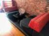 DESCRIPTION (2) SECTION 42" UPHOLSTERED BENCH / BOOTH SEATING W/ (2) 42" X 30" COMPOSITE BLACK TABLE'S ADDITIONAL INFORMATION (4) END CAP SECTIONS. RE - 5