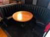 DESCRIPTION 72" U SHAPED BLACK PADDED BOOTH SEATING IN (2) SECTIONS. ADDITIONAL INFORMATION TABLE IS NOT INCLUDED. SIZE 72" LOCATION MAIN BAR QTY 1