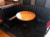 DESCRIPTION 72" U SHAPED BLACK PADDED BOOTH SEATING IN (2) SECTIONS. ADDITIONAL INFORMATION TABLE IS NOT INCLUDED. SIZE 72" LOCATION MAIN BAR QTY 1 - 2