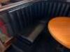 DESCRIPTION 72" U SHAPED BLACK PADDED BOOTH SEATING IN (2) SECTIONS. ADDITIONAL INFORMATION TABLE IS NOT INCLUDED. SIZE 72" LOCATION MAIN BAR QTY 1 - 3