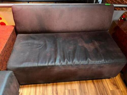 DESCRIPTION 48" PLEATHER COVERED BENCH STYLE CUSHION SEAT. SIZE 48 LOCATION MAIN BAR QTY 1