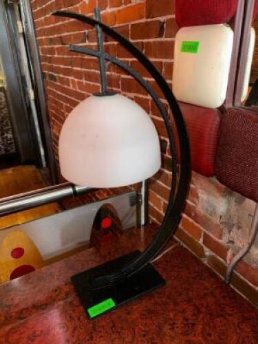 DESCRIPTION KATHY IRELAND PACIFIC COAST ARC ORBIT BRONZE TABLE LAMP ADDITIONAL INFORMATION RETAILS FOR $129 LOCATION MAIN BAR QTY 1