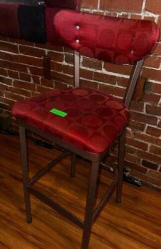 DESCRIPTION 30" RED UPHOLSTERED BAR STOOL W/ BACK. LOCATION MAIN BAR QTY 1