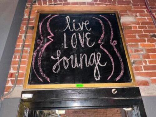 DESCRIPTION 24" X 24" FRAMED CHALK BOARD BAR SIGN SIZE 24" X 24" LOCATION MAIN BAR QTY 1