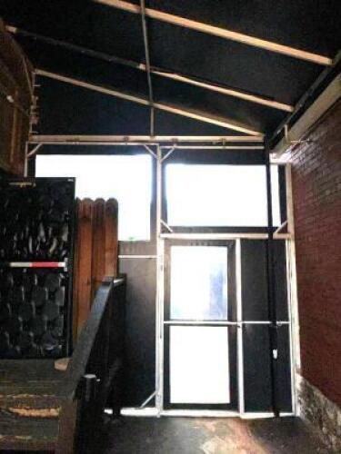 DESCRIPTION 24' X 10' GREEN VINYL AWNING ENCLOSURE � INCLUDES ALUMINUM FRAME, CLEAR SIDE WINDOWS, (2) END CAP PANELS, AND MAN DOOR ADDITIONAL INFORMAT